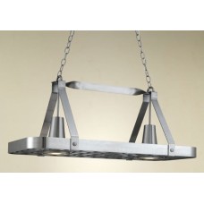 Hi-Lite Sterling Rectangular Hanging Pot Rack with 2 Lights HLT1016